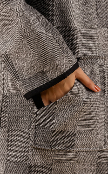 Vintage Check Grey Hoodie Jacket - Neetika Chopra