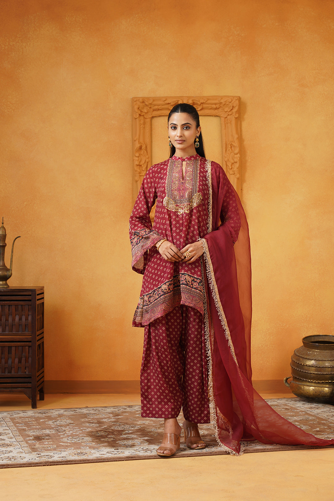 Arshia Hand Embroidered Crepe Matching Set - Neetika Chopra