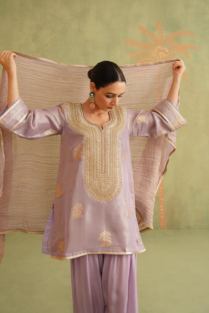 Rabia Brocade Embroidered Suit Set With Dupatta - Neetika Chopra