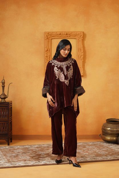 Aqsa Embroidered Velvet Matching Set - Neetika Chopra