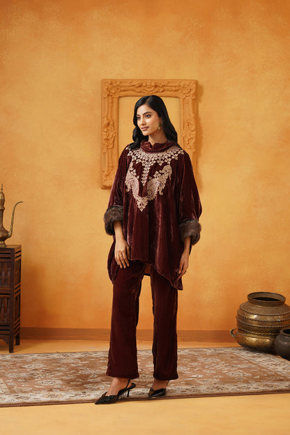 Aqsa Embroidered Velvet Matching Set - Neetika Chopra