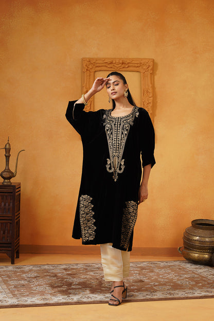 Mehrunisa Velvet Embroidered Matching Set - Neetika Chopra