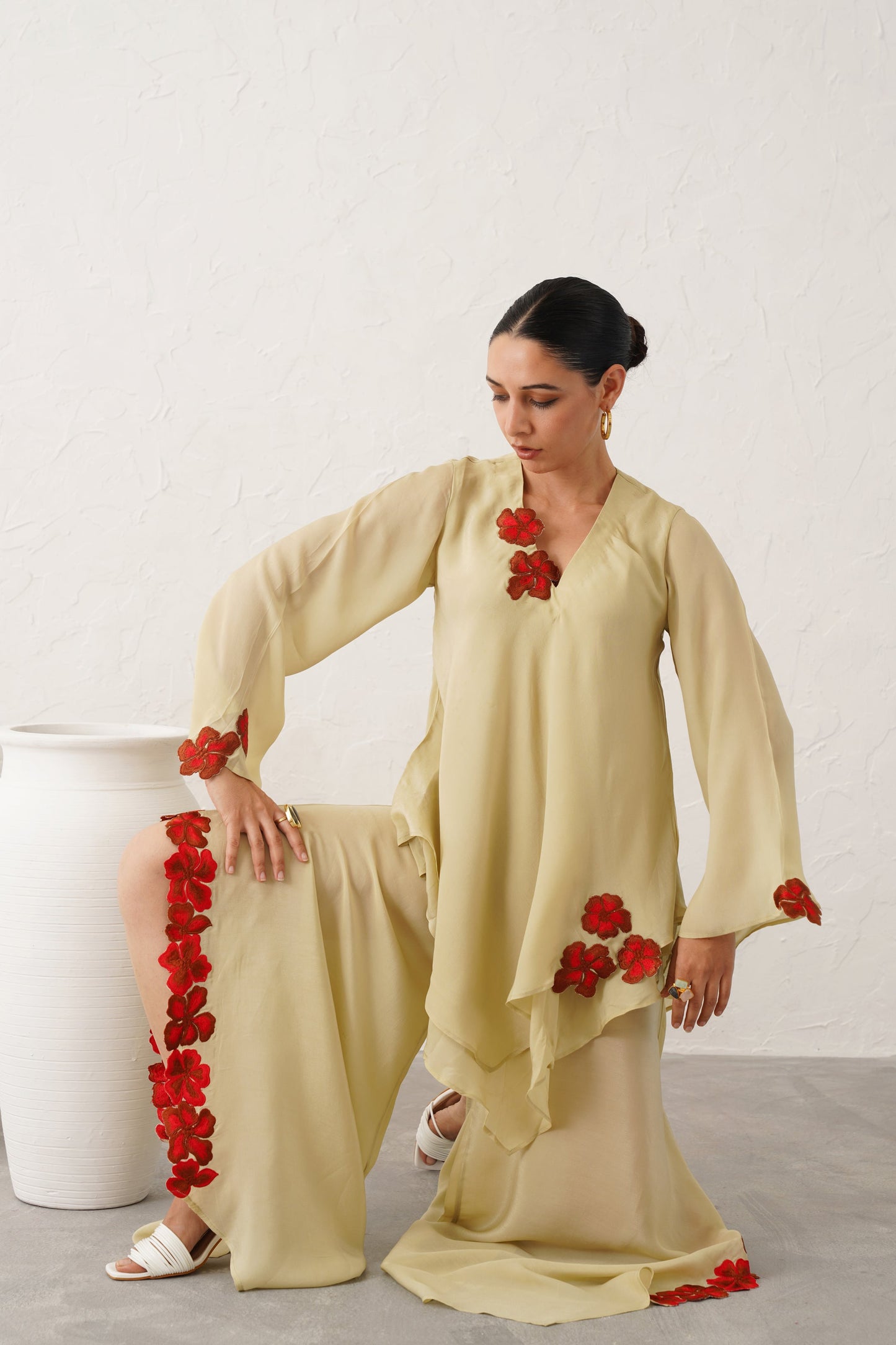 Hanna Crepe Embroidered Matching Set - Neetika Chopra