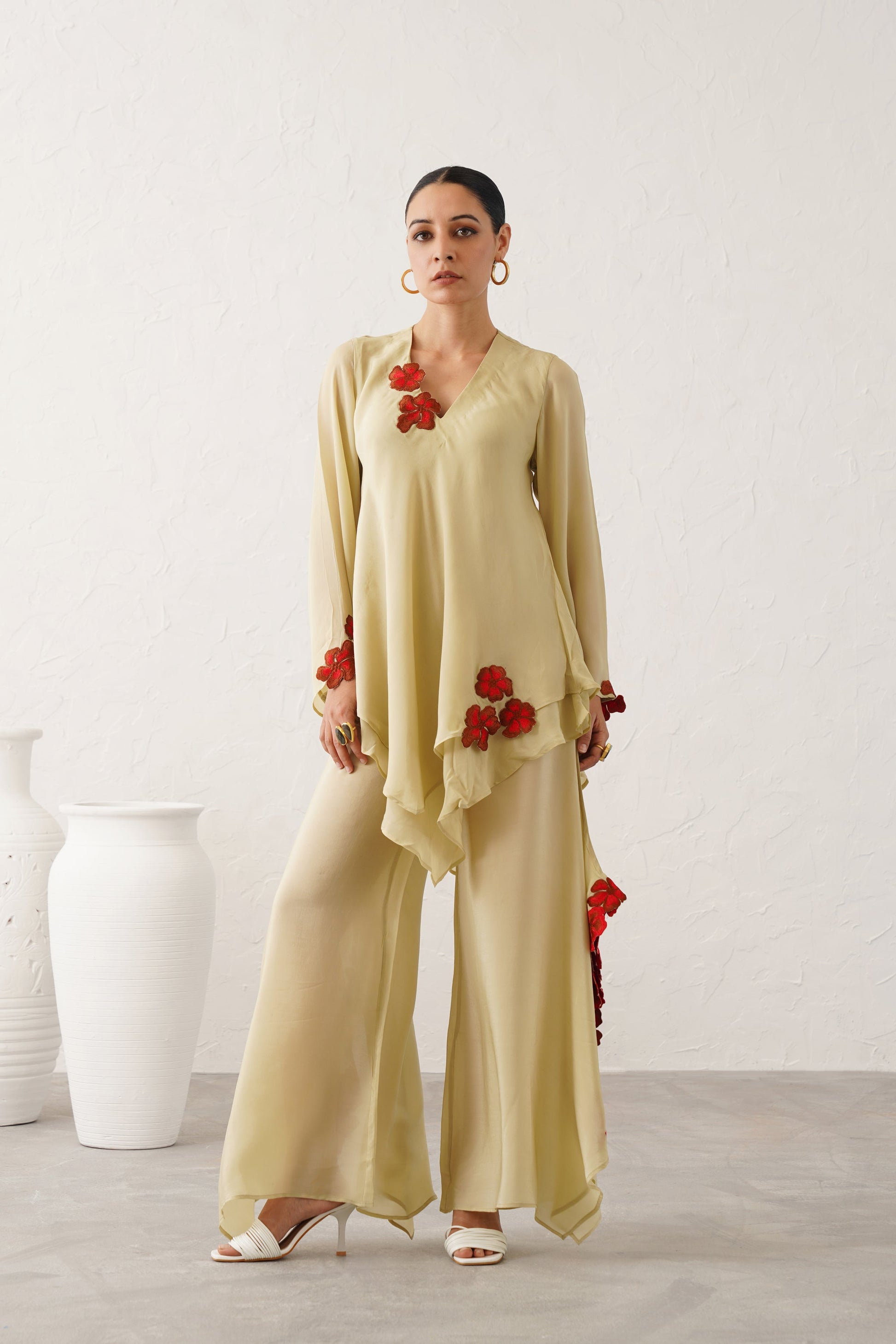 Hanna Crepe Embroidered Matching Set - Neetika Chopra