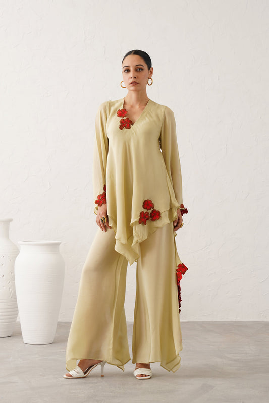 Hanna Crepe Embroidered Matching Set - Neetika Chopra