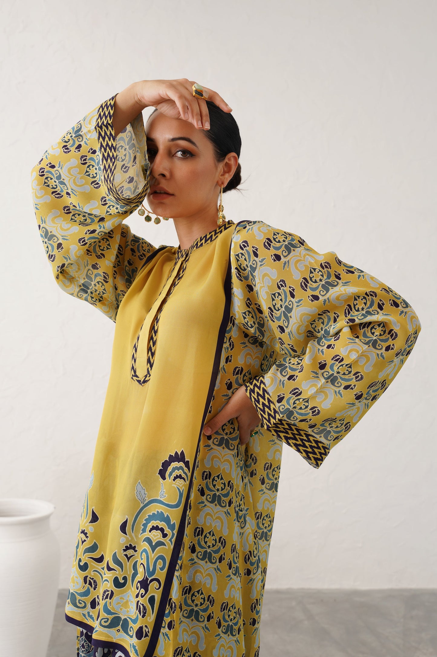 (Ready To Ship) Misted Yellow Crepe Matching Set - Neetika Chopra
