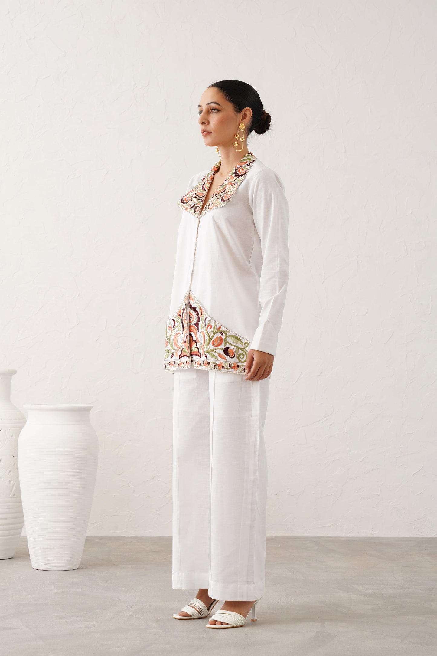 Vanilla White Cotton Linen Matching Set - Neetika Chopra