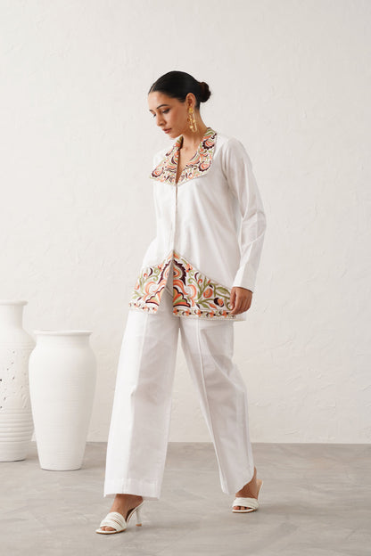 Vanilla White Cotton Linen Matching Set - Neetika Chopra