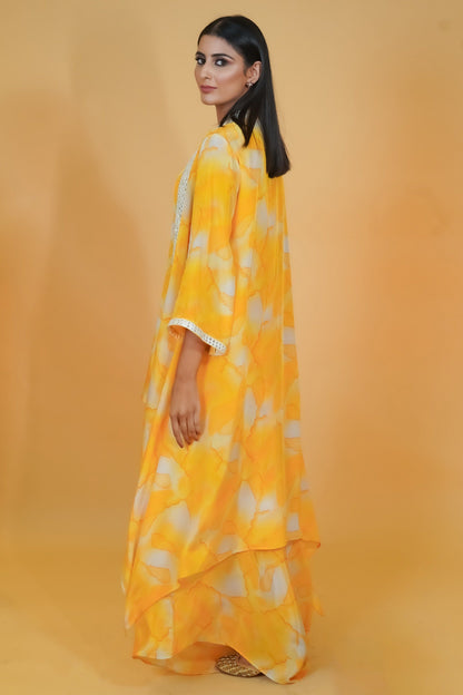 Yellow Shaded Crepe 3pc Co-ord Set - Neetika Chopra