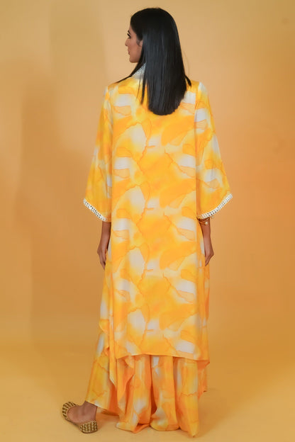 Yellow Shaded Crepe 3pc Co-ord Set - Neetika Chopra