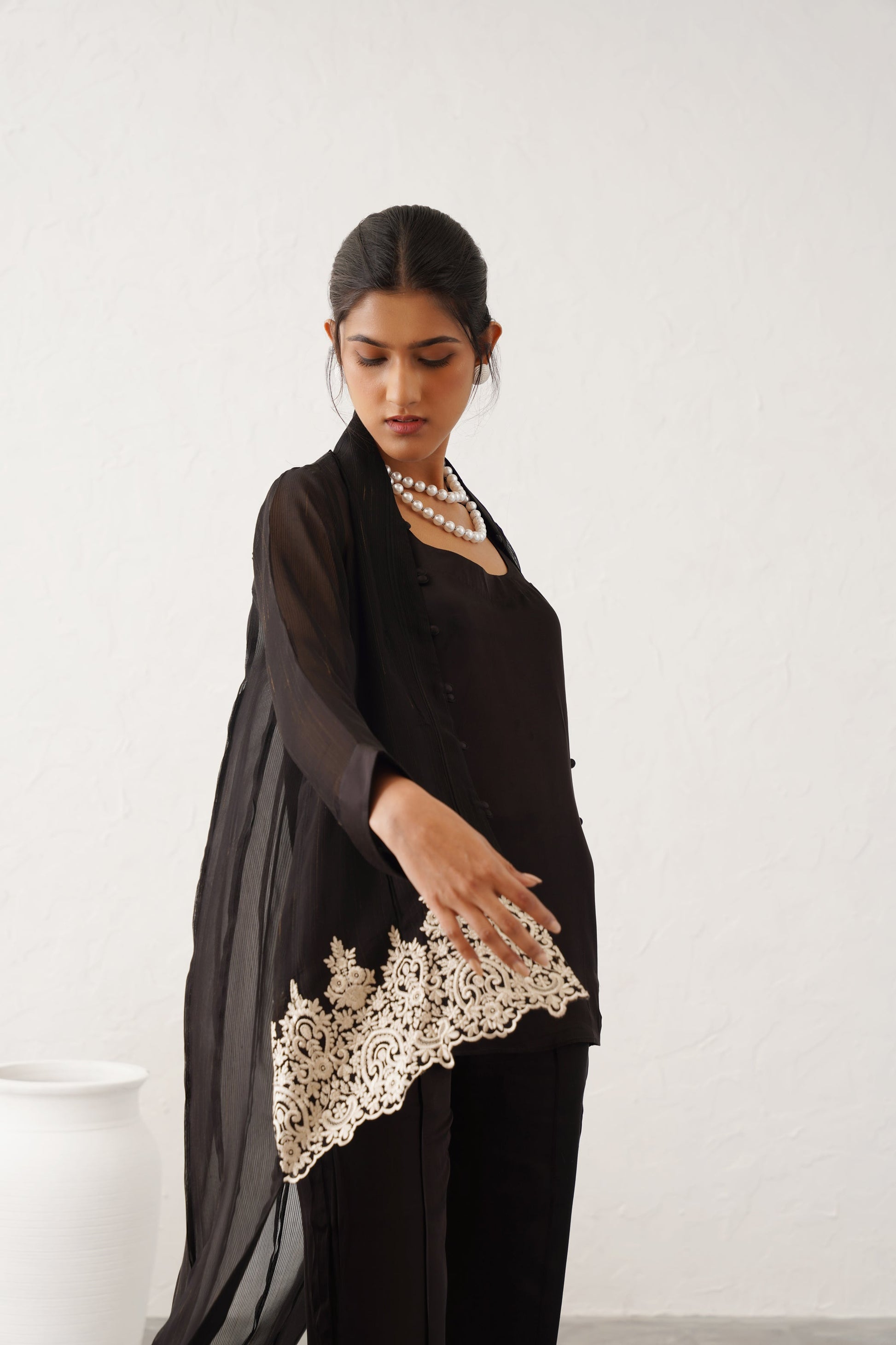 Zeenat Georgette Satin Embroidered Matching Set - Neetika Chopra