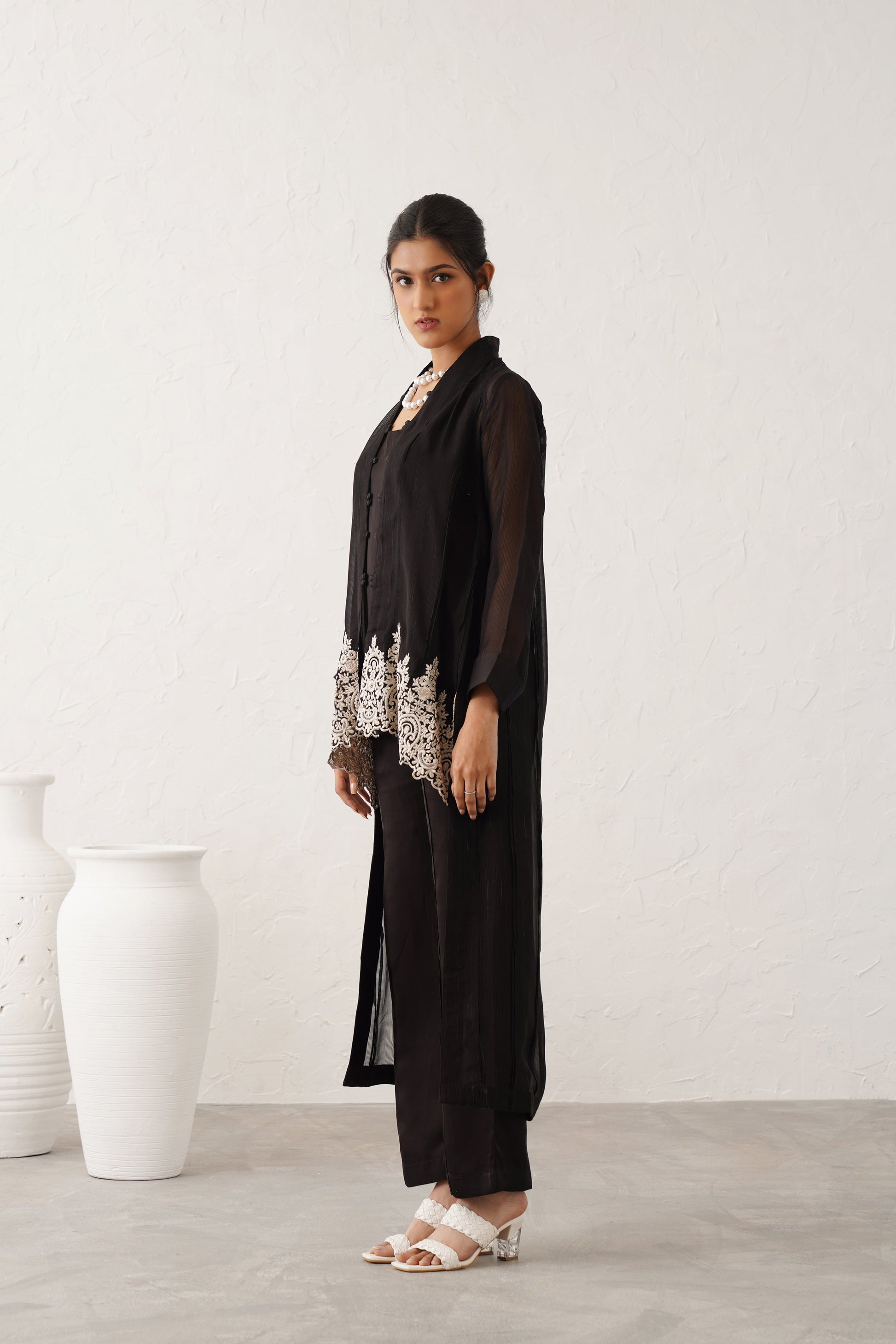 Zeenat Georgette Satin Embroidered Matching Set - Neetika Chopra